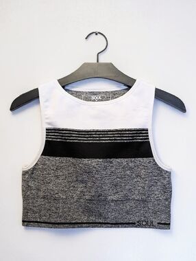 SoulCycle SOUL Cropped Tank Top Black White Colorblock Athletic Medium
